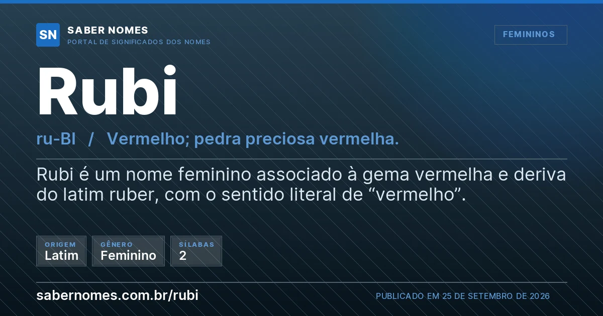 Imagem com o significado do nome Rubi