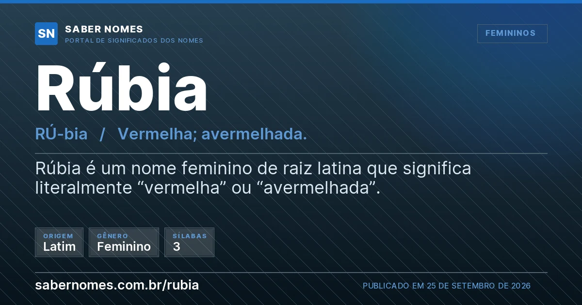 Imagem com o significado do nome Rúbia