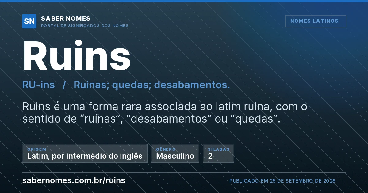 Imagem com o significado do nome Ruins