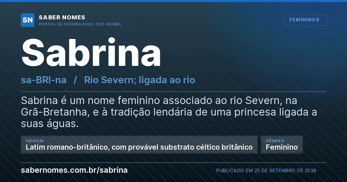 Imagem com o significado do nome Sabrina