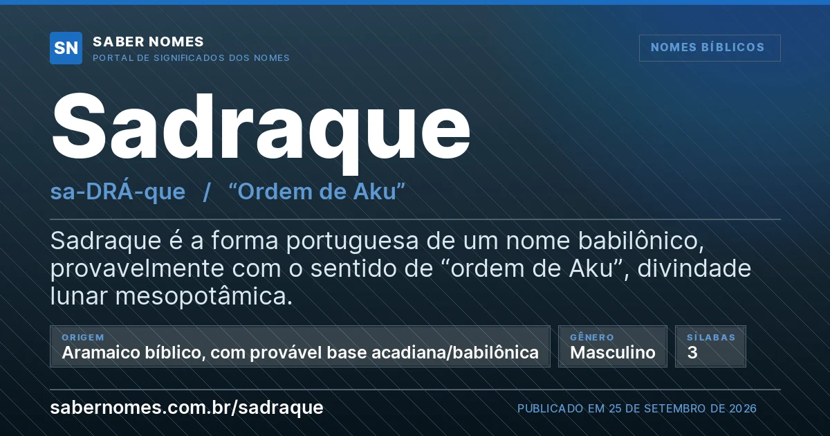 Imagem com o significado do nome Sadraque
