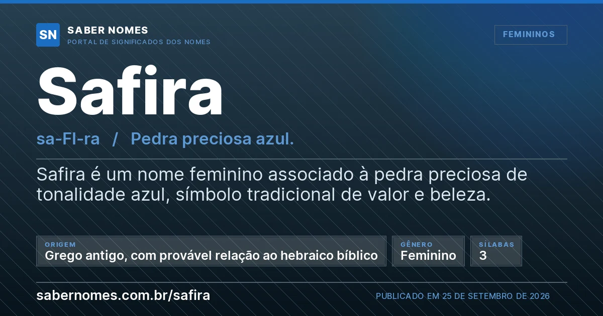 Imagem com o significado do nome Safira