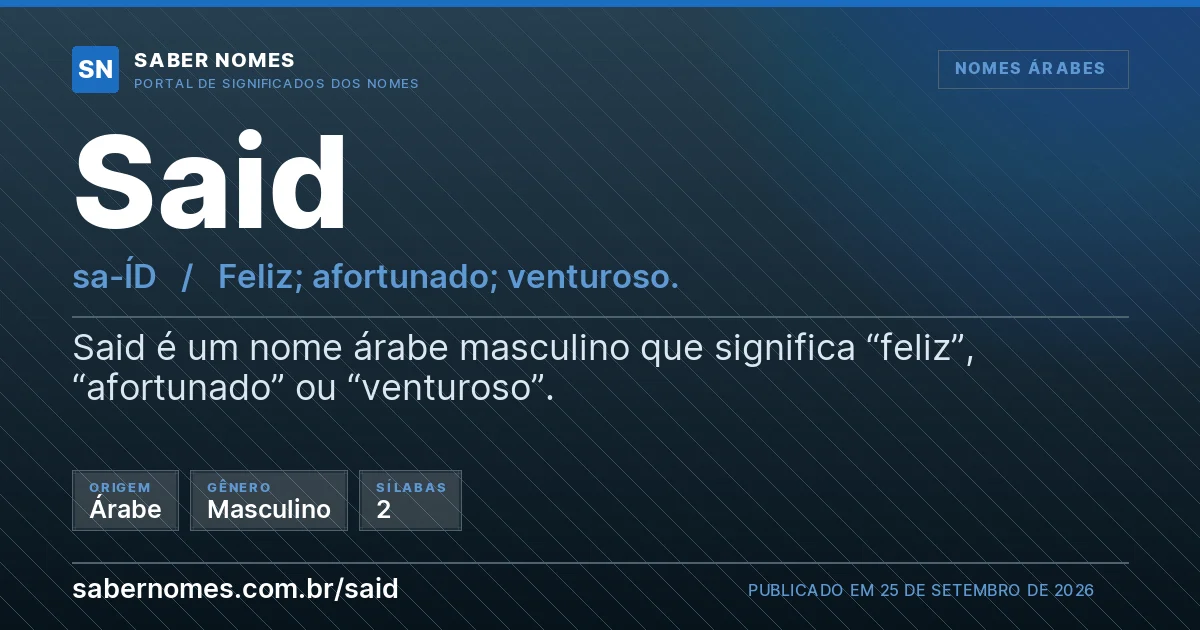 Imagem com o significado do nome Said