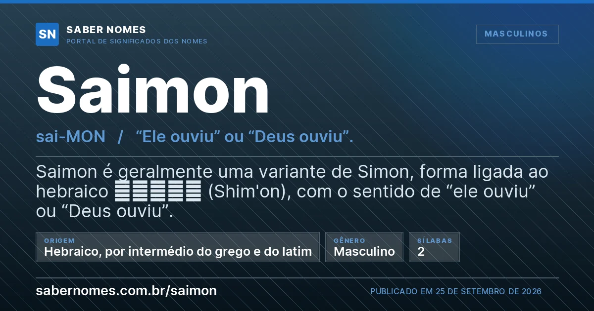Imagem com o significado do nome Saimon
