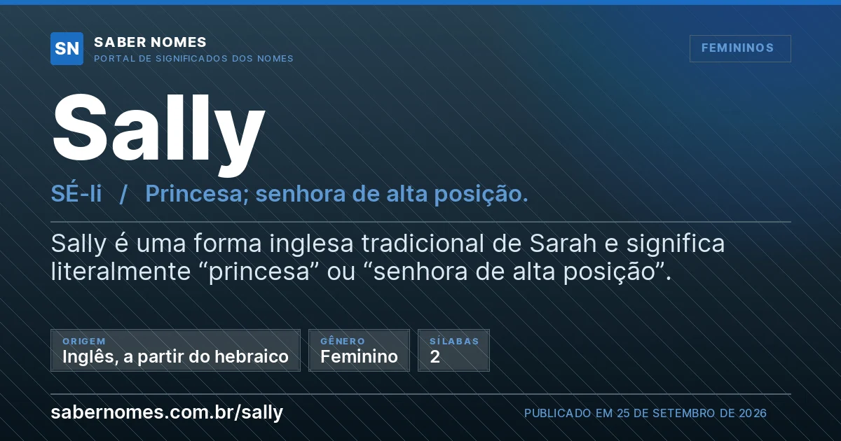 Imagem com o significado do nome Sally