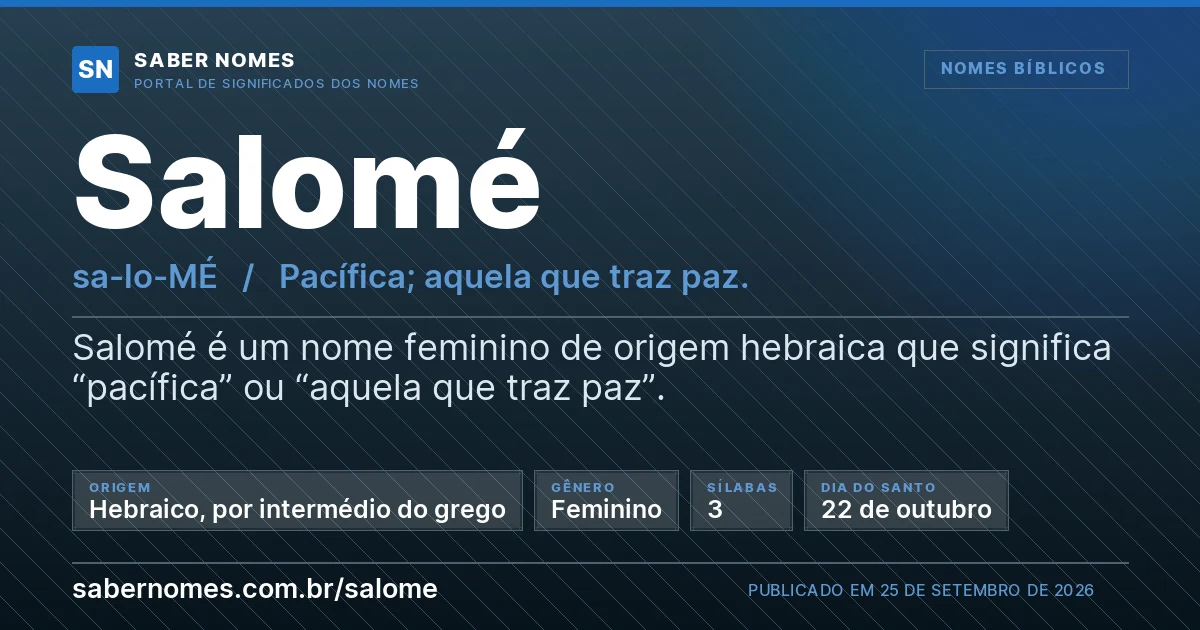 Imagem com o significado do nome Salomé