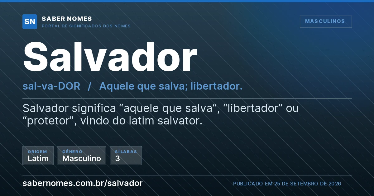 Imagem com o significado do nome Salvador
