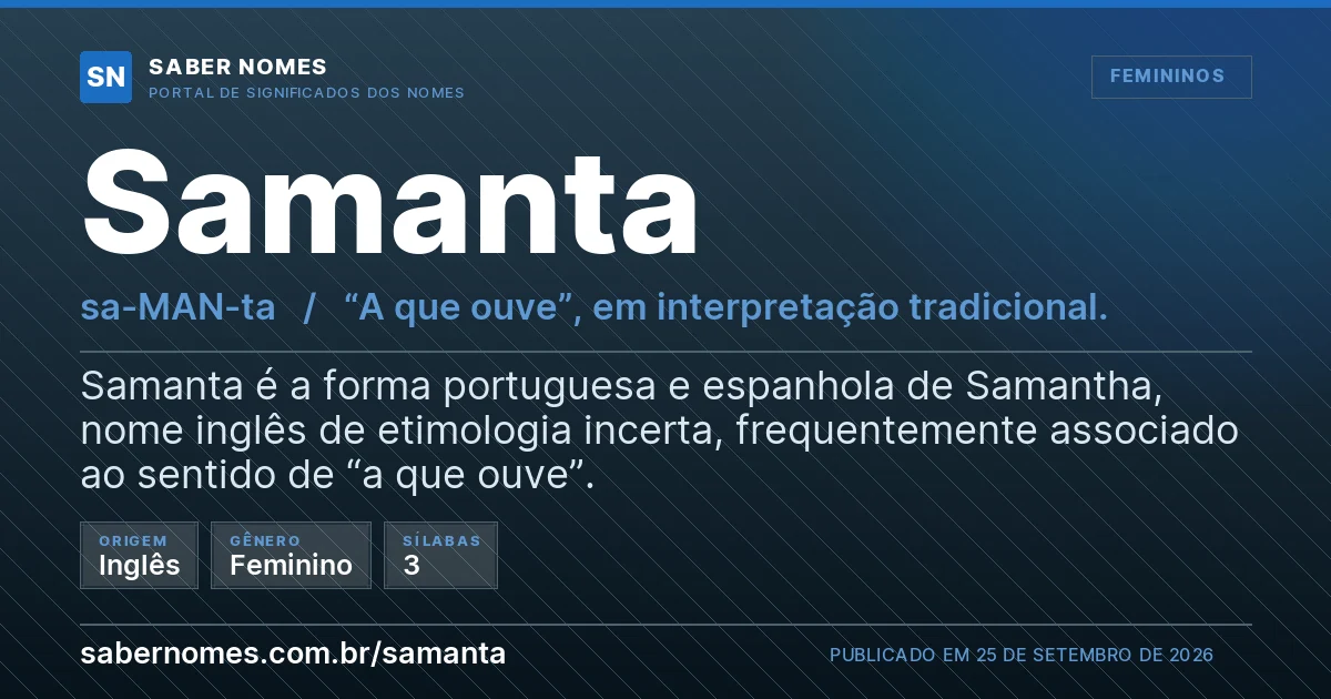 Imagem com o significado do nome Samanta
