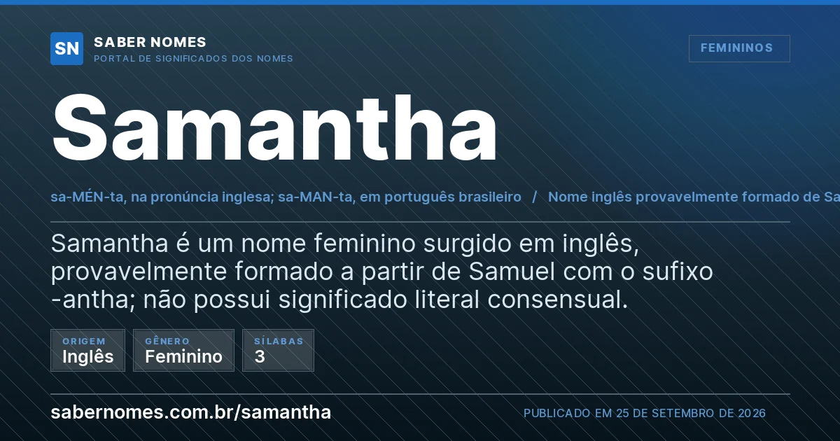 Imagem com o significado do nome Samantha
