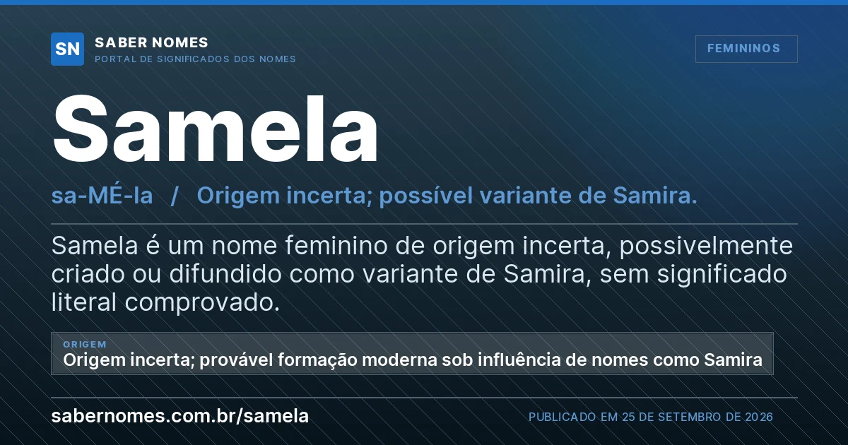 Imagem com o significado do nome Samela