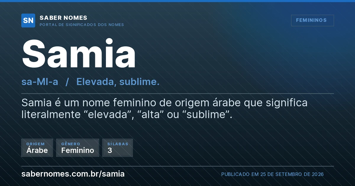 Imagem com o significado do nome Samia