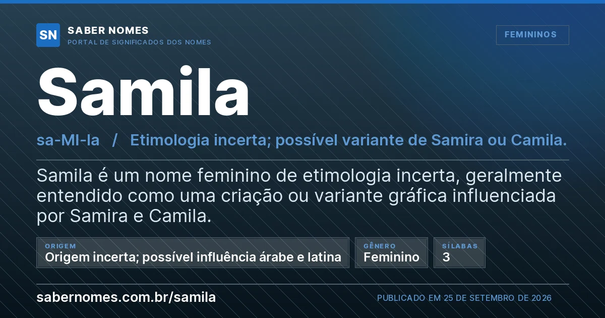 Imagem com o significado do nome Samila