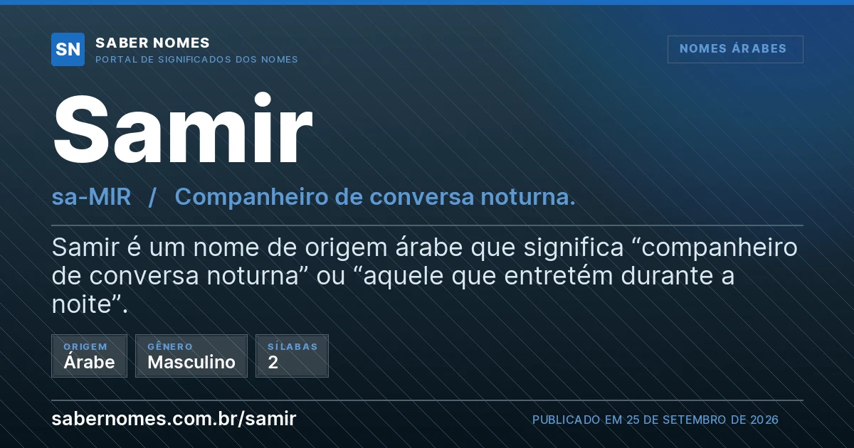 Imagem com o significado do nome Samir