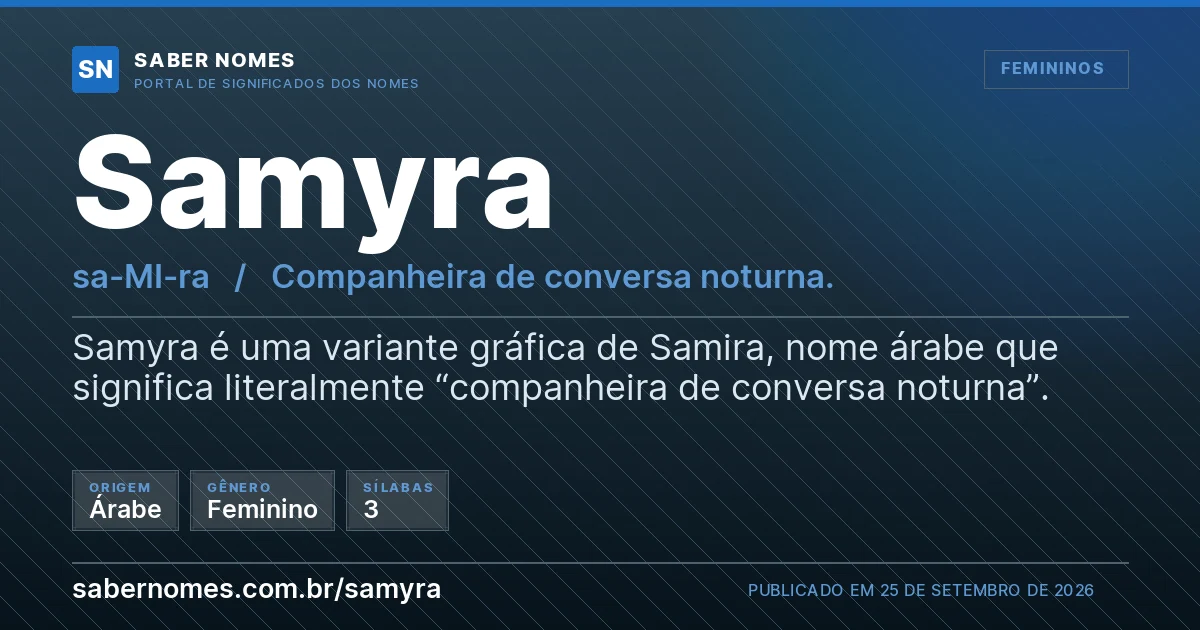 Imagem com o significado do nome Samyra