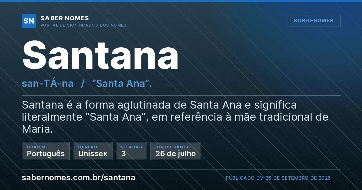 Imagem com o significado do nome Santana