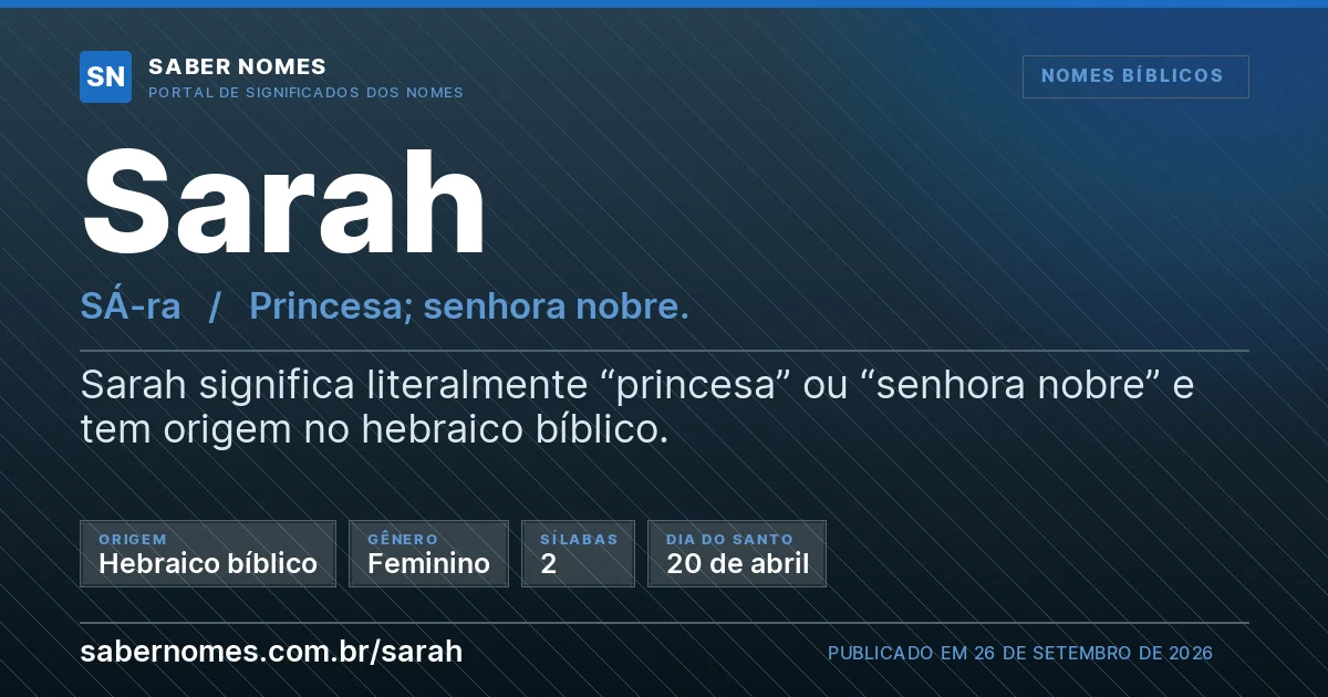 Imagem com o significado do nome Sarah