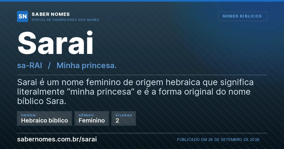 Imagem com o significado do nome Sarai