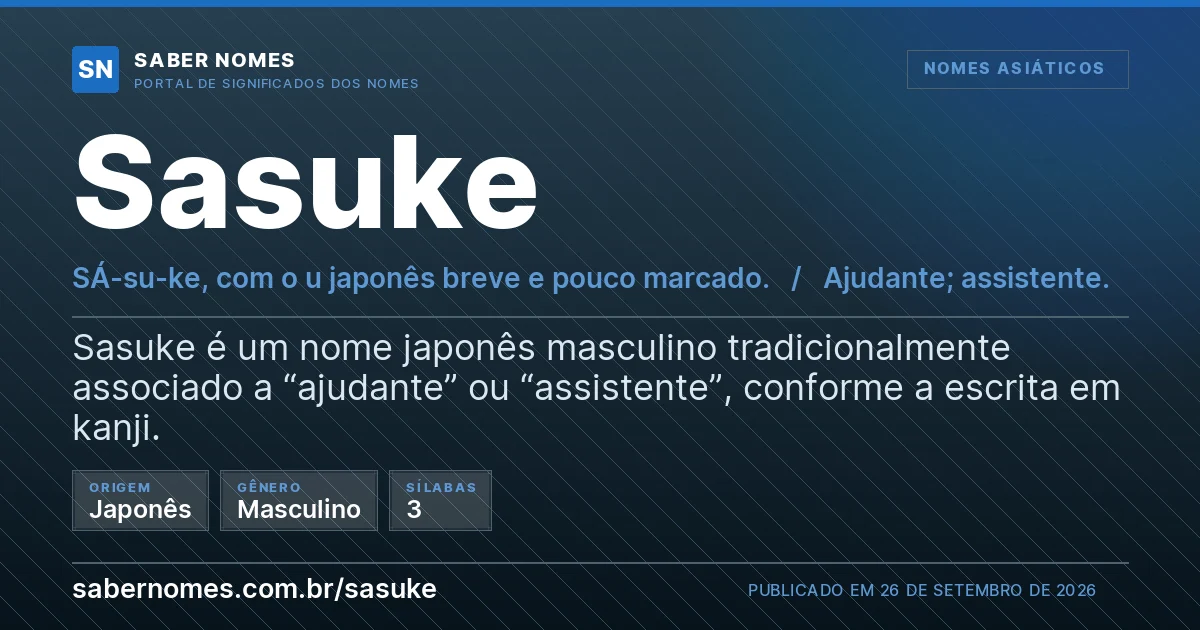 Imagem com o significado do nome Sasuke