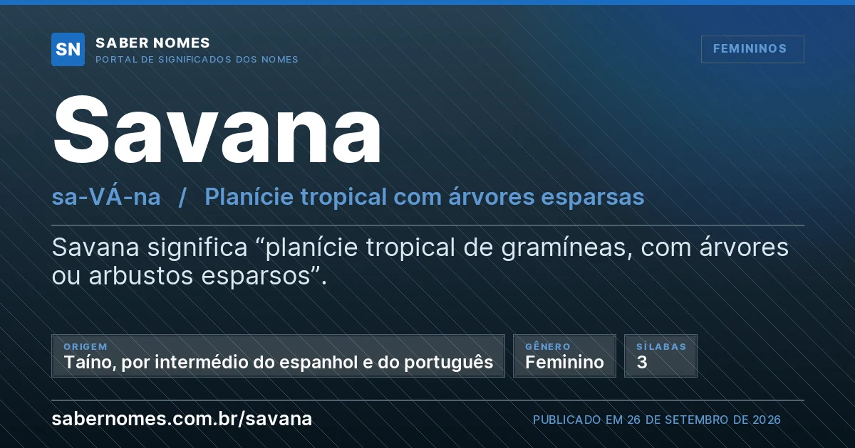 Imagem com o significado do nome Savana