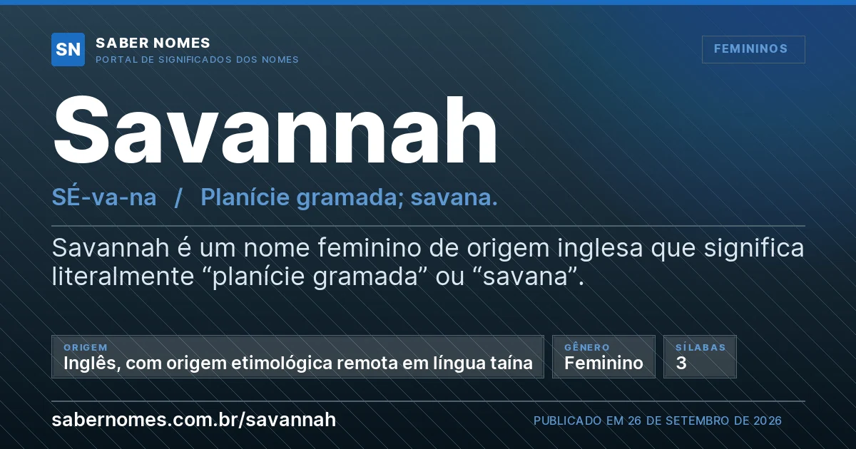 Imagem com o significado do nome Savannah