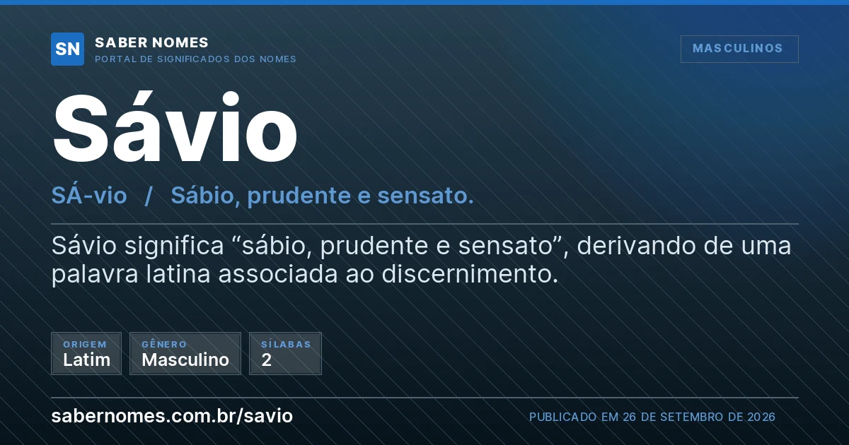 Imagem com o significado do nome Sávio