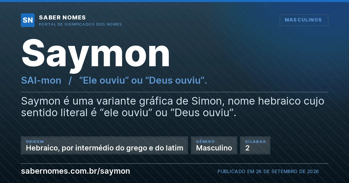 Imagem com o significado do nome Saymon