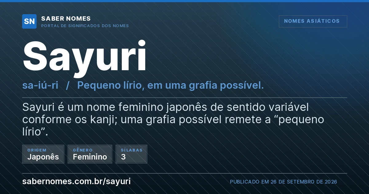 Imagem com o significado do nome Sayuri