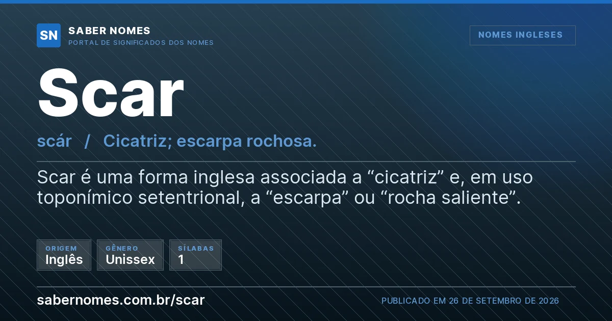 Imagem com o significado do nome Scar