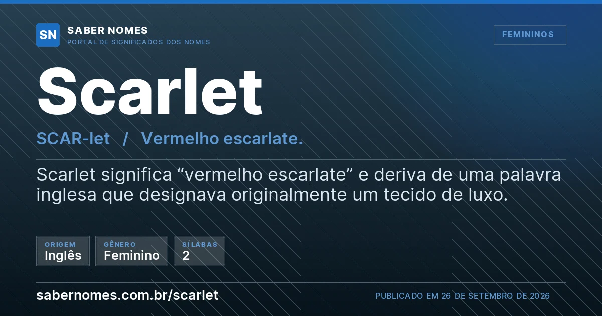 Imagem com o significado do nome Scarlet