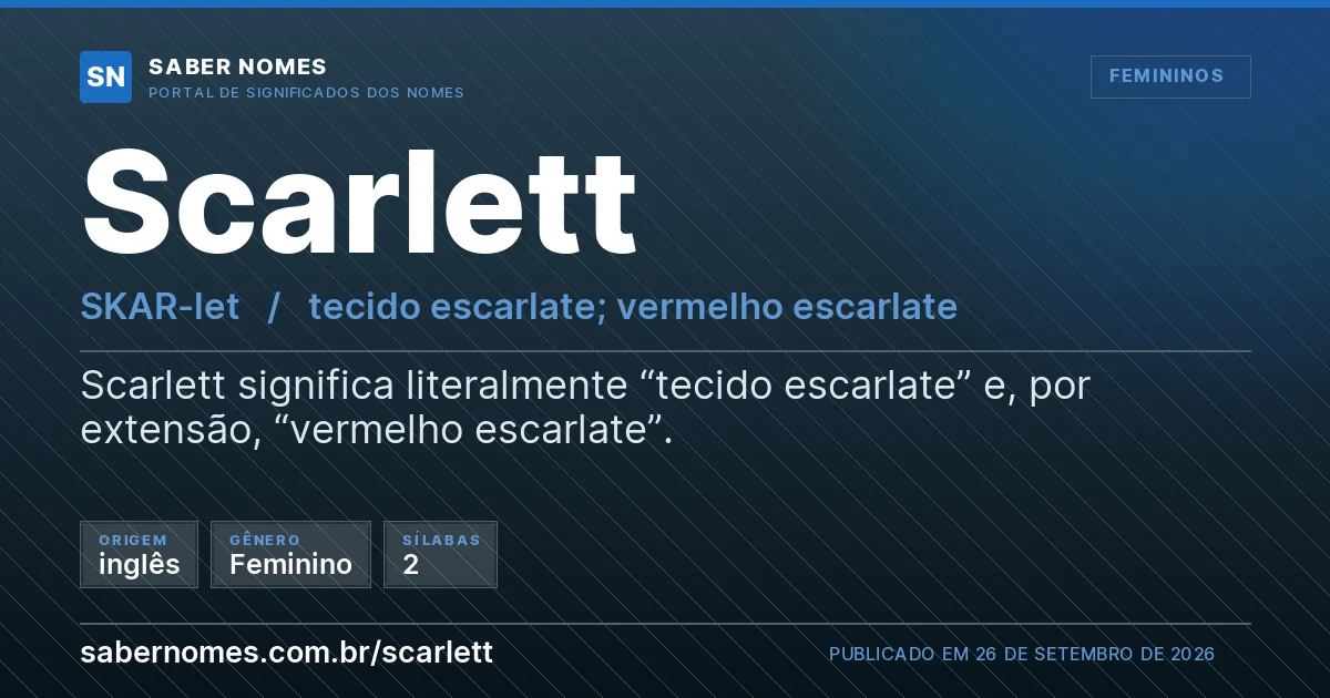 Imagem com o significado do nome Scarlett