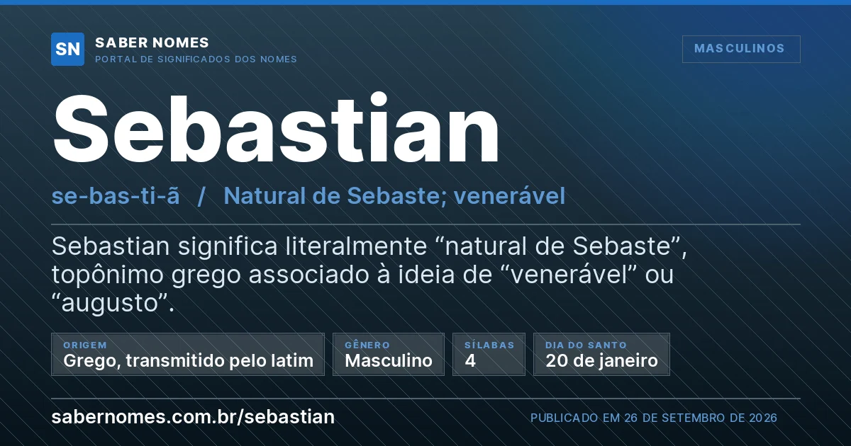 Imagem com o significado do nome Sebastian