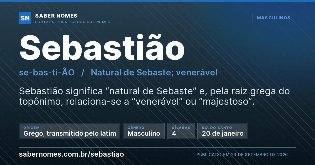 Imagem com o significado do nome Sebastião