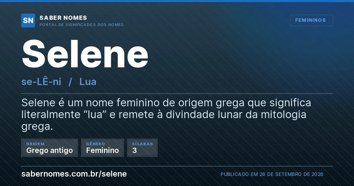 Imagem com o significado do nome Selene