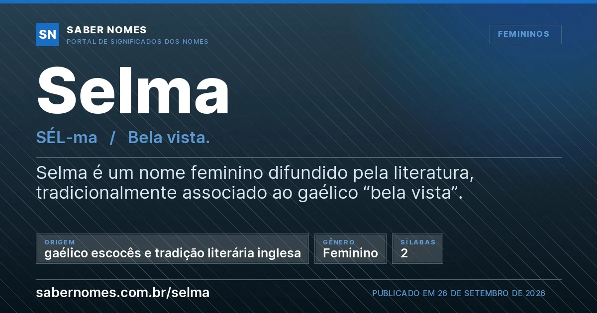 Imagem com o significado do nome Selma