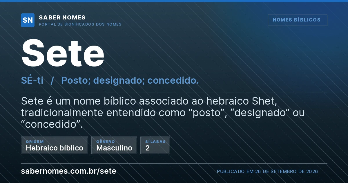 Imagem com o significado do nome Sete