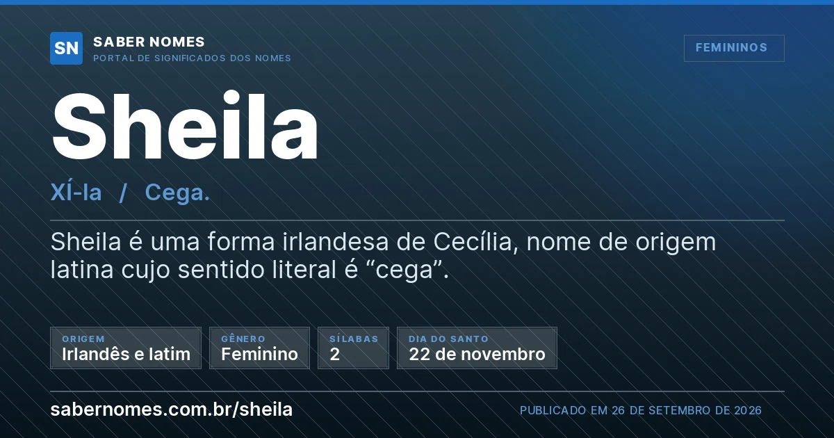 Imagem com o significado do nome Sheila