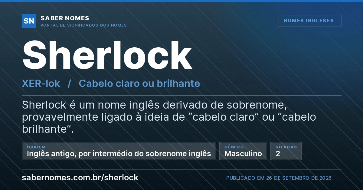 Imagem com o significado do nome Sherlock