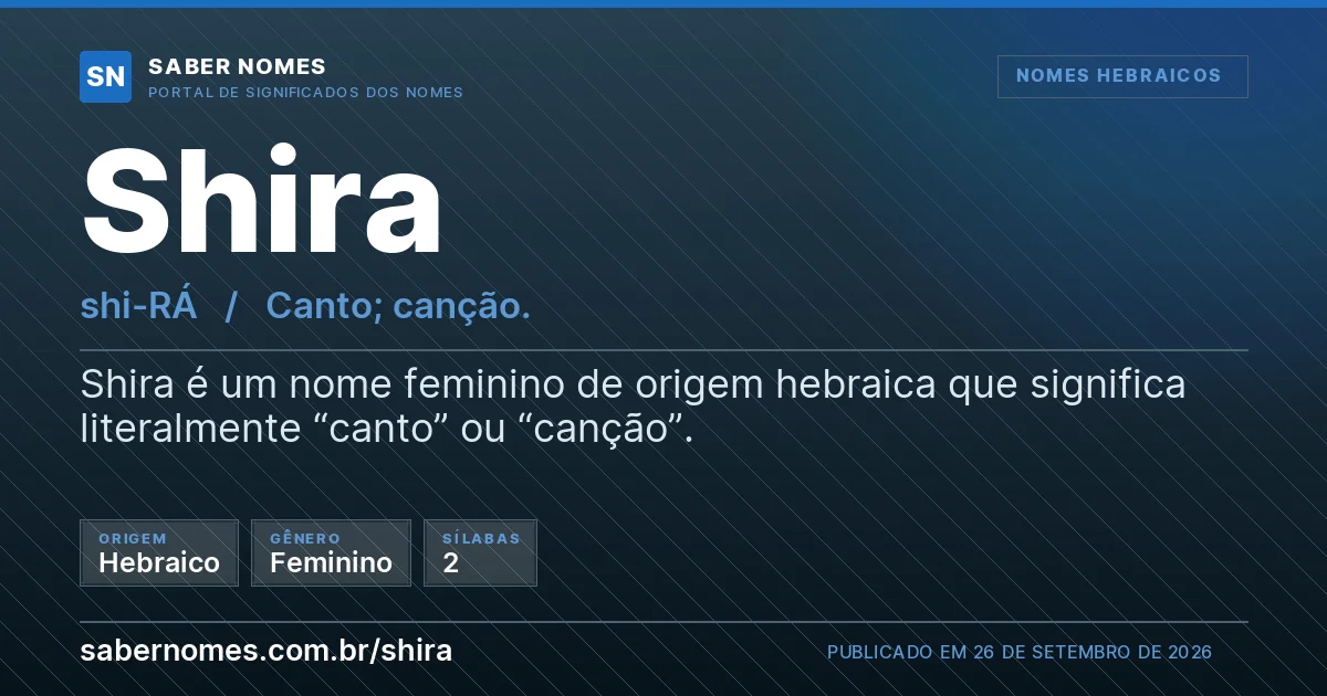 Imagem com o significado do nome Shira