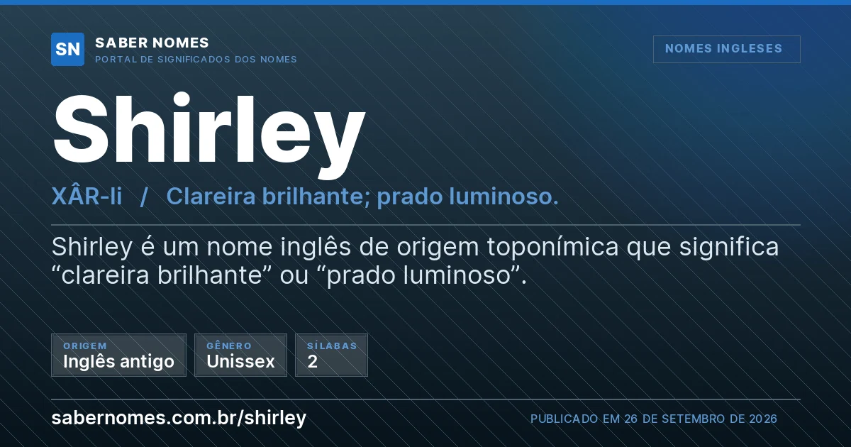 Imagem com o significado do nome Shirley