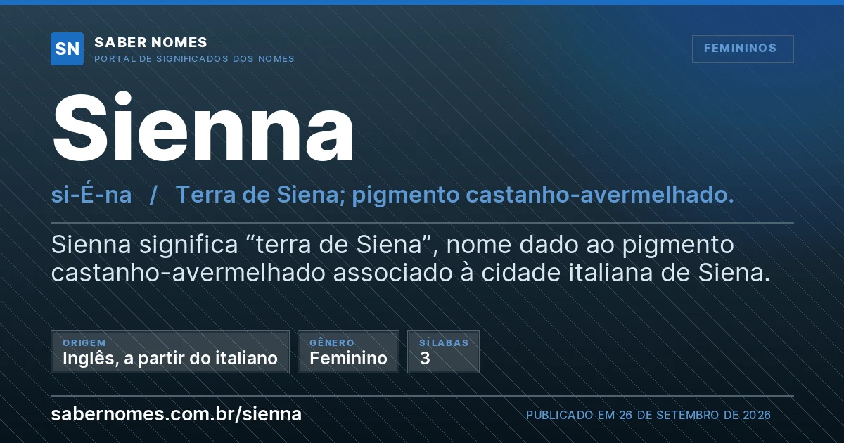 Imagem com o significado do nome Sienna
