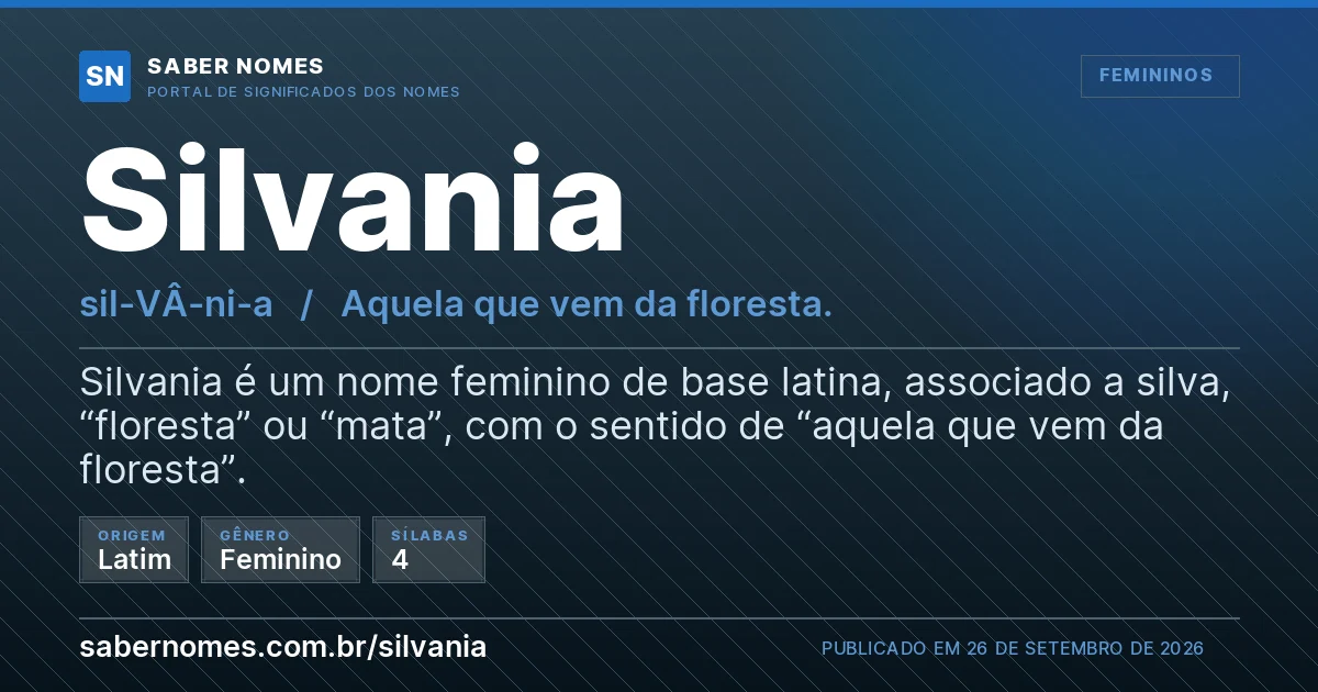 Imagem com o significado do nome Silvania