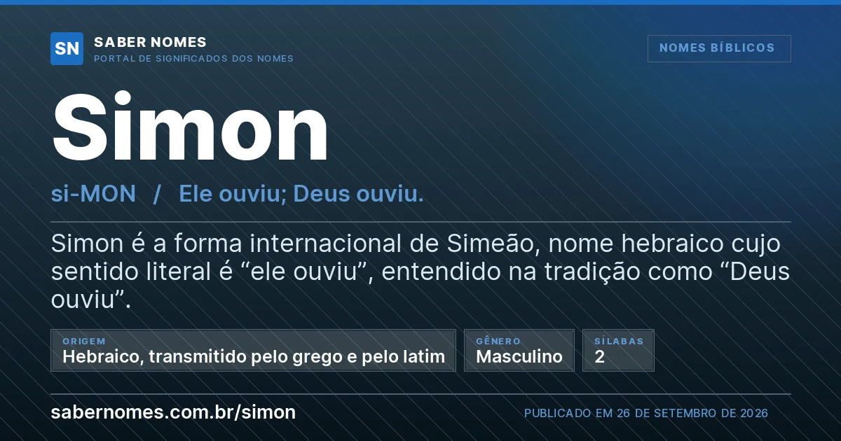 Imagem com o significado do nome Simon