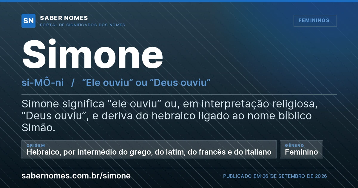 Imagem com o significado do nome Simone