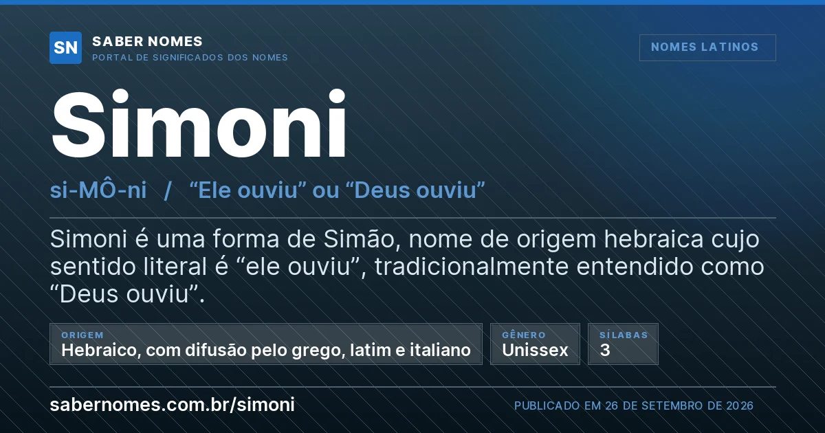 Imagem com o significado do nome Simoni