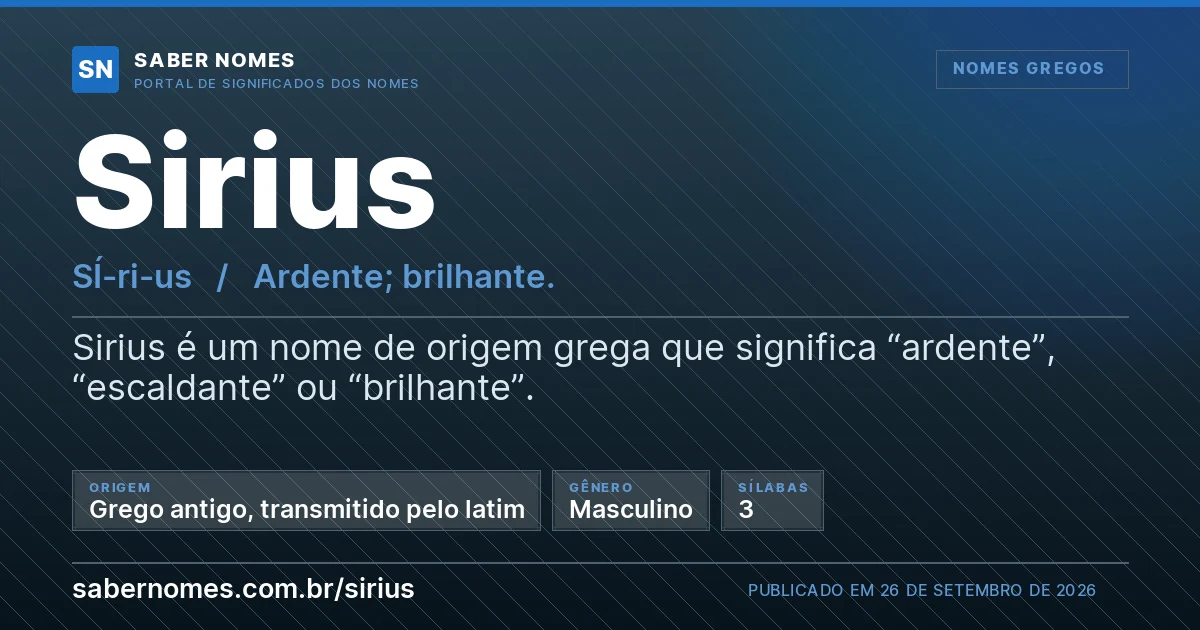 Imagem com o significado do nome Sirius