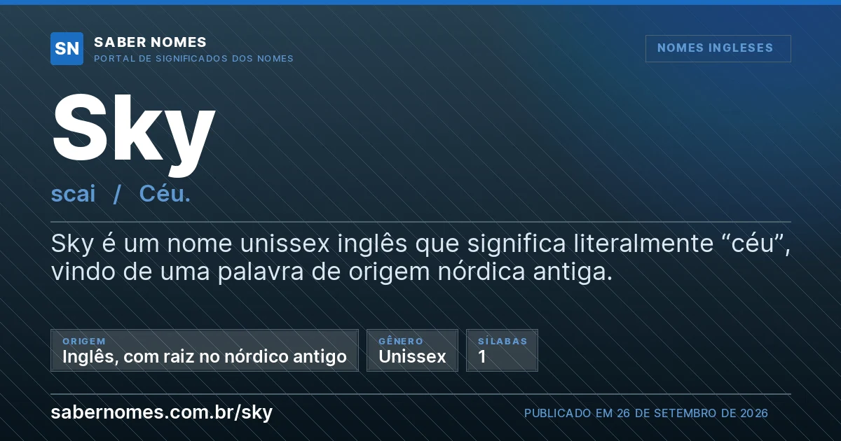 Imagem com o significado do nome Sky