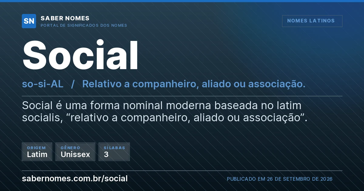 Imagem com o significado do nome Social