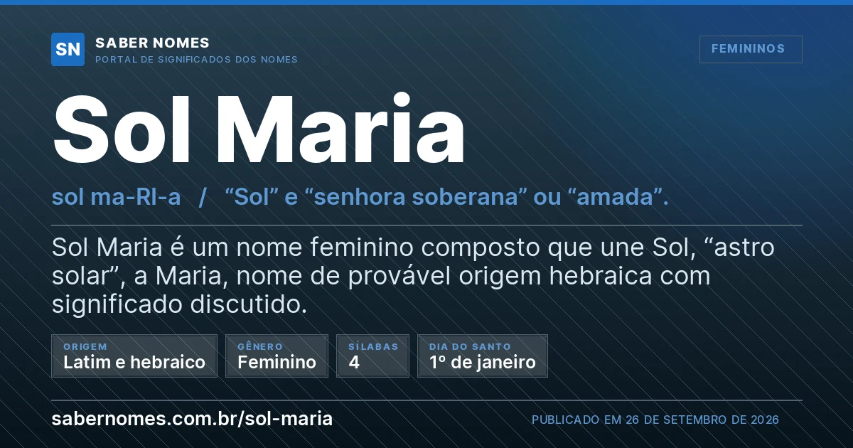 Imagem com o significado do nome Sol Maria