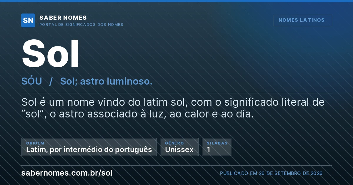 Imagem com o significado do nome Sol