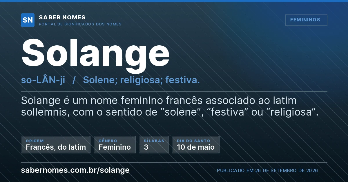 Imagem com o significado do nome Solange